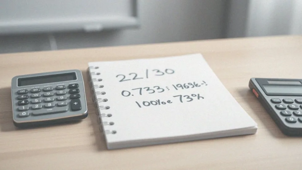 Dlaczego 22 punkty na 30 punktów to około 73%?